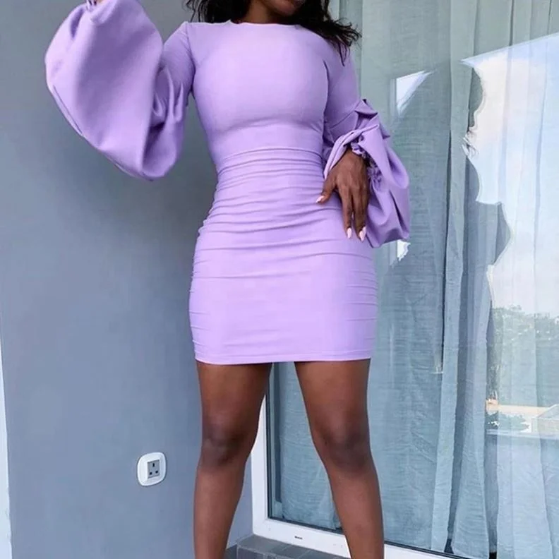 

Women's Clothing Dress Casual Summer Long Sleeve Elegant Ladies Bodycon Party Dress