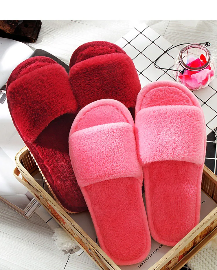 

Cotton slippers women winter seasons furry home slippers warm plush soft-soled slippers couples home home EVA cotton shoes, 5 colors