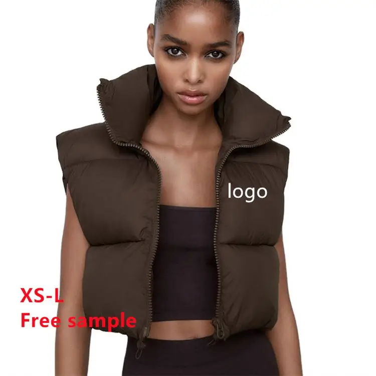 

Wholesale Customized Plus Size BlackLadies Women's Sleeveless puffer Jackets Vest Cropped Bubble Coats, Picture