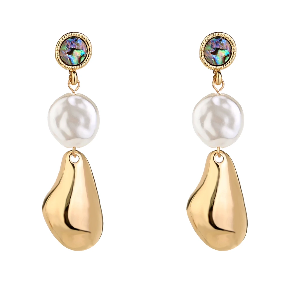 

Baroque Pearl Natural Abalone Dangle Drop Earrings Fashion Women Bijoux Jewelry