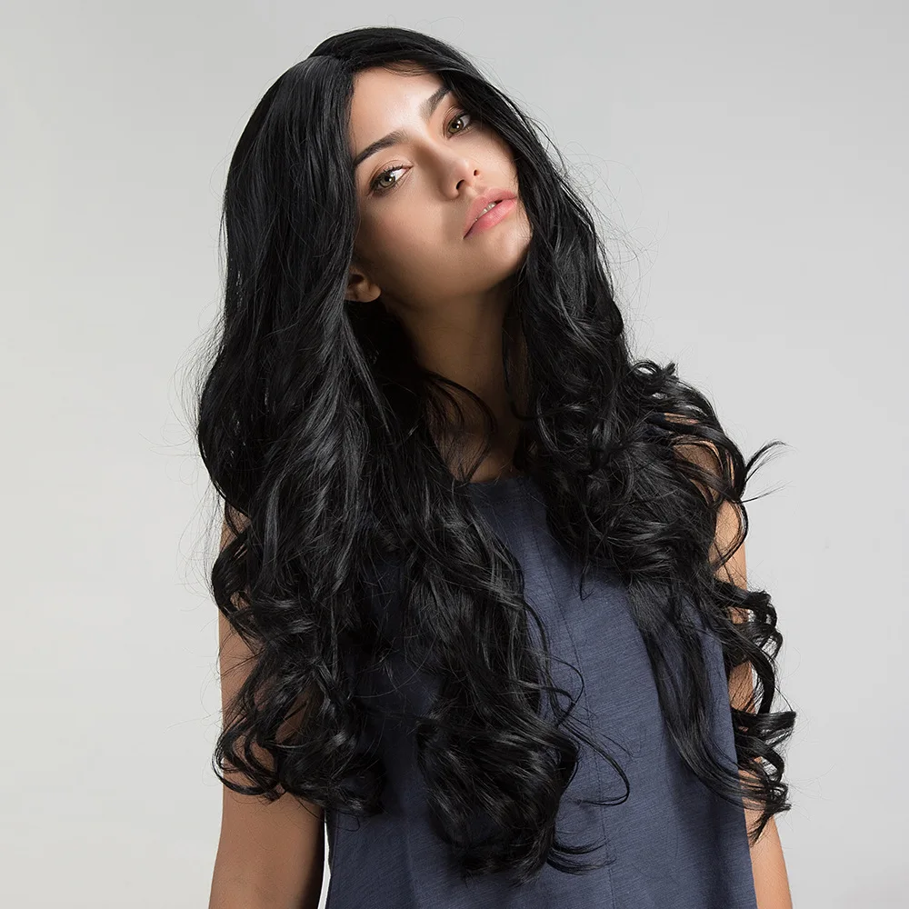 

Long Ocean Wave Synthetic Wigs with Middle Parting For Women Heat Resistant Synthetic Fiber Wigs