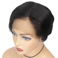 

Morein Wholesale Virgin Hair Vendors 1B Short Human Hair Pixie Cut Lace Front Wig