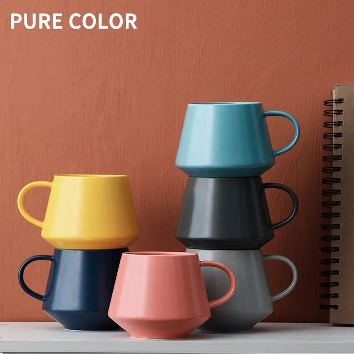 

Nordic simple makaron ceramic matte cup creative large capacity coffee mug household pure color water cup