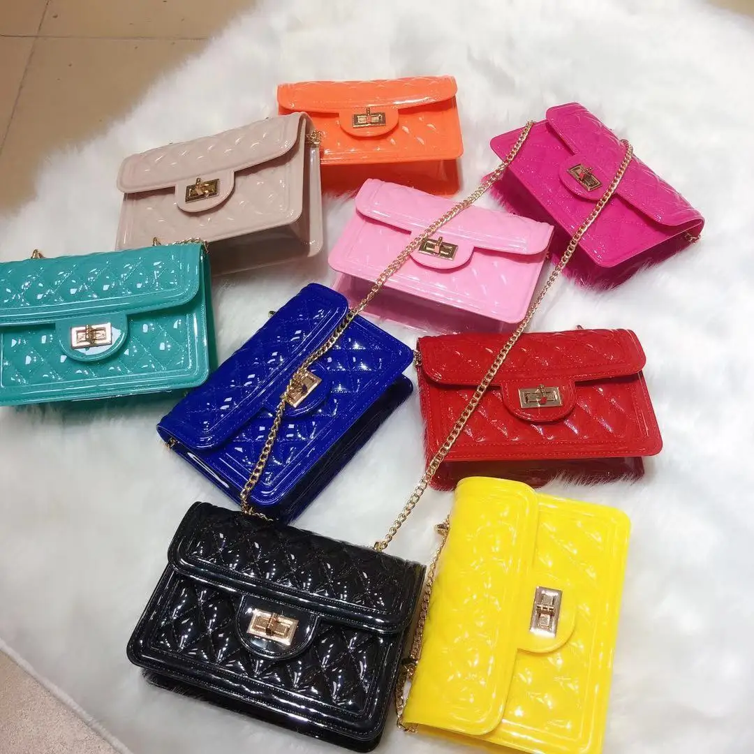 

Top sale designer brands candy color jelly purses handbag mini crossbody jelly purses and handbags for women, 9colors