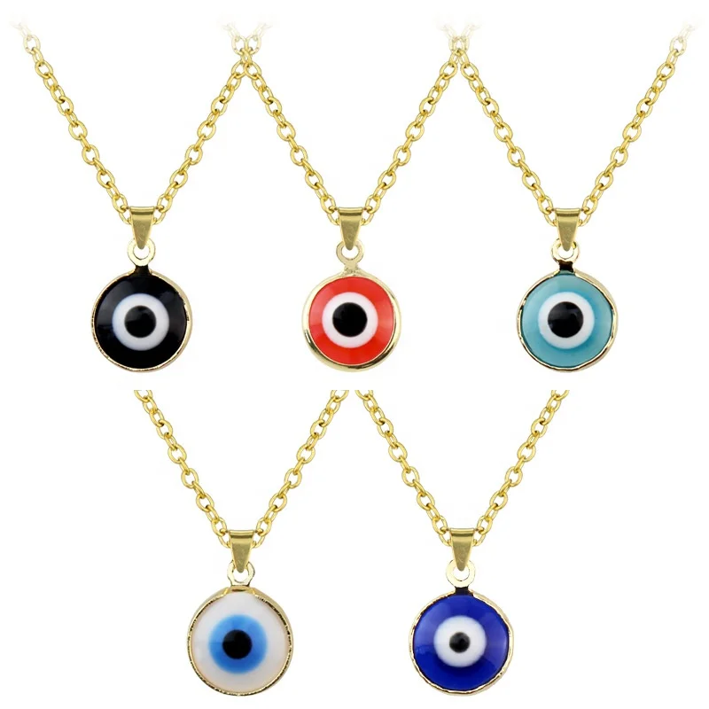 

Wholesale Personalized 18K Gold Plated Pendant Necklace Jewelry Women Fashion Sweater Chain Necklace Evil Eye Necklace