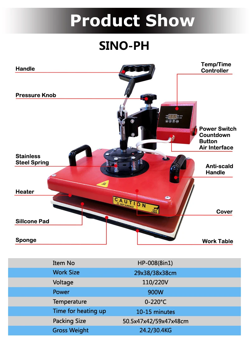 Super Heater Technology Hot Temperature Transfers 5 In 1 Cylindrical Mug Automatic Heat Press Machine HTV Heat Transfer Vinyl