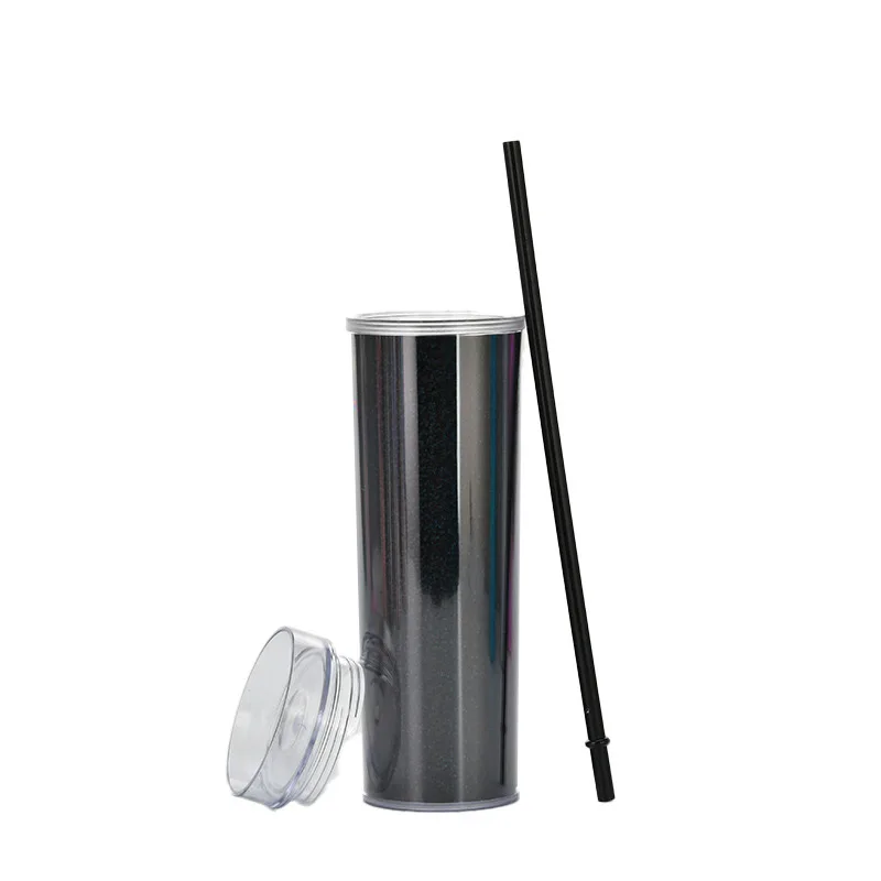 

Wholesale 16Oz Custom Water Glass Magic Color Laser Plastic Straight Skinny Acrylic Tumbler With Lid And Straw