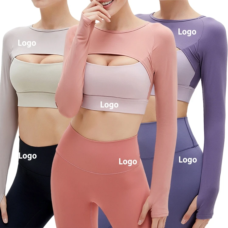 

Wholesales Hollow Out Tights Long Sleeve Women Yoga Shirt High Elastic Crop Top Sport Shirt Quick Dry Gym Fitness Sports Shirts