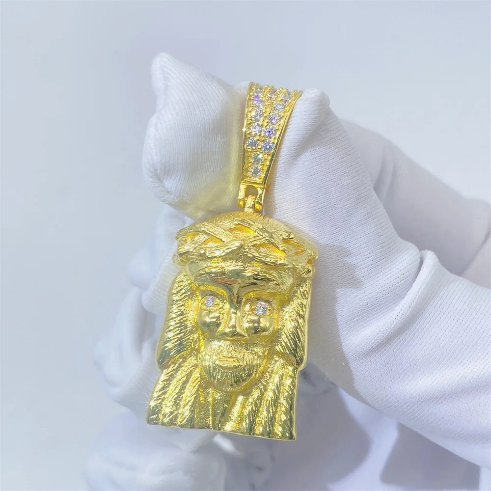 Ready To Ship Factory Price 18K Gold Plated Iced Out Pendant Custom Jewelry Diamond Jesus Pendant