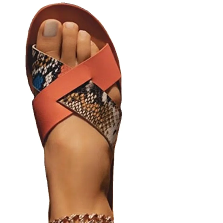 

2021 summer matching color flat flat sandal slippers woman, As shown in figure