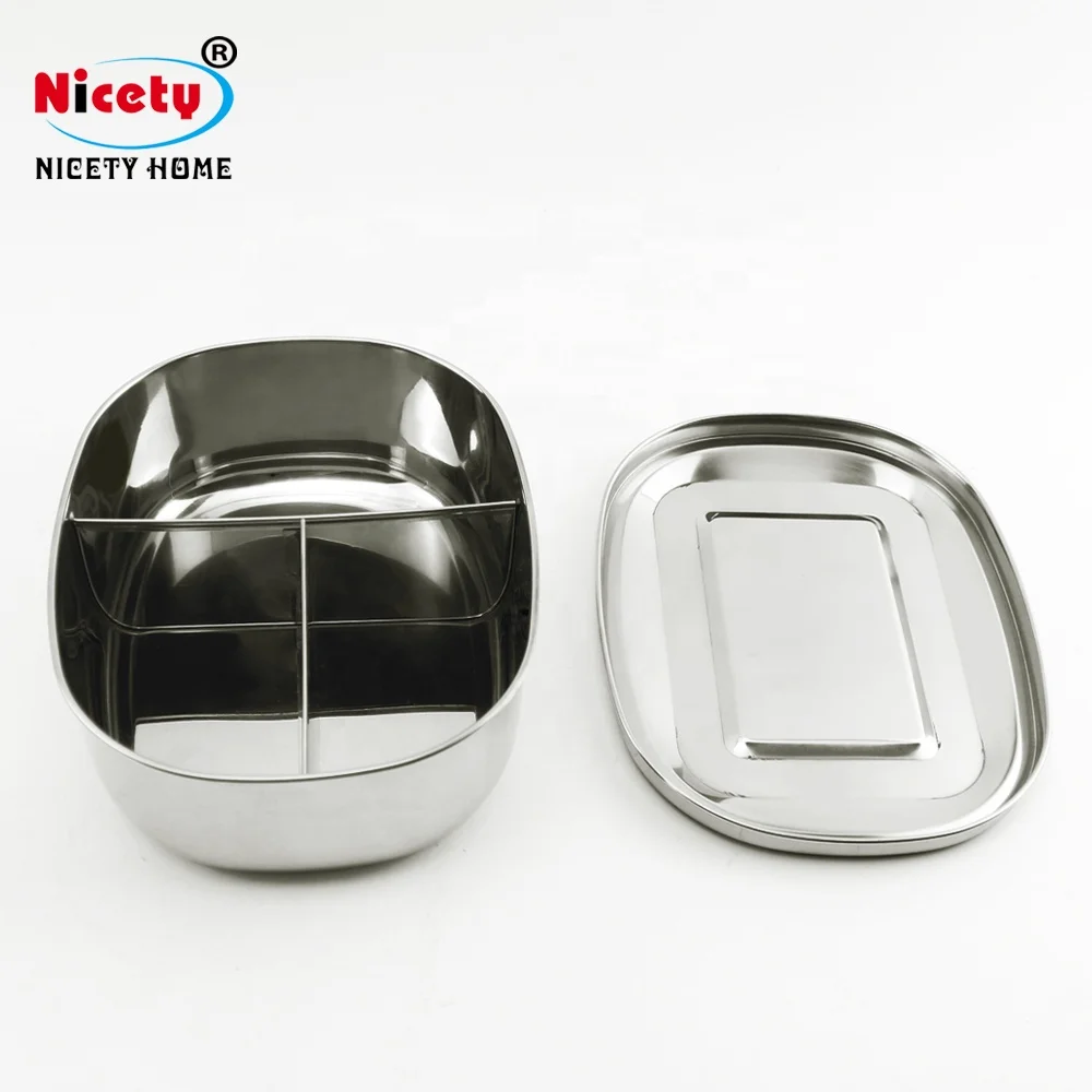 

Wholesale stainless steel 3 compartments bento lunch boxes with partition