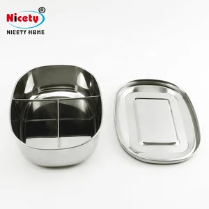 Image of Wholesale stainless steel 3 compartments bento lunch boxes with partition