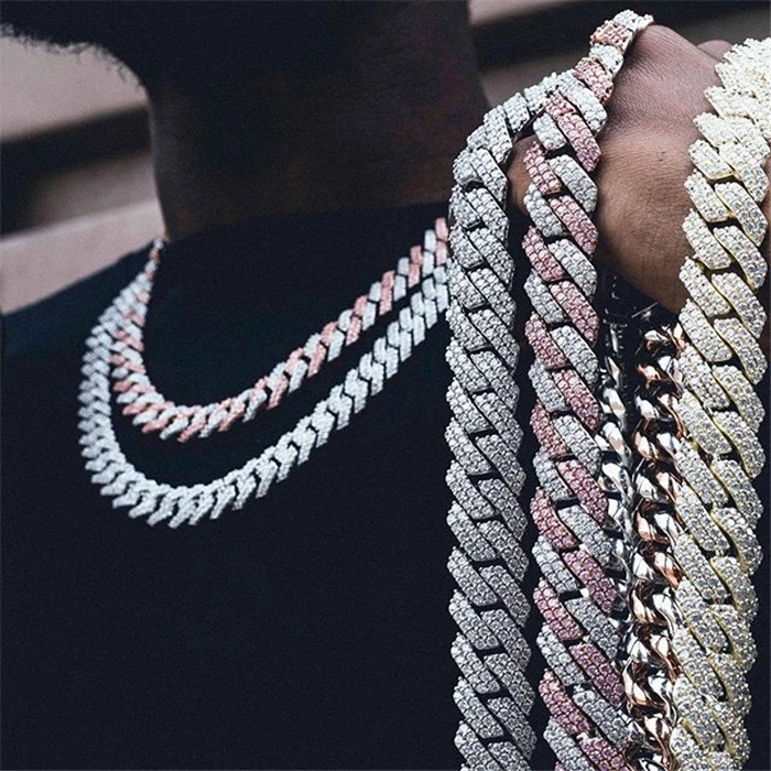 

Hip Hop Fashion Box Clasp 14K Gold Plated Jewelry Necklace Miami Cuban Link Chain Diamond Men Women, Gold /silver/rose gold/silver mixed rose gold