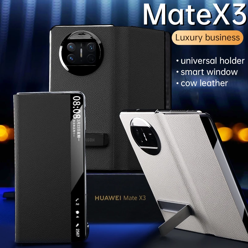 

Luxury Leather Phone Case for HUAWEI Mate X3 Sports Shockproof OEM Leather Magnetic Suction Phone Case with Stand CN;GUA