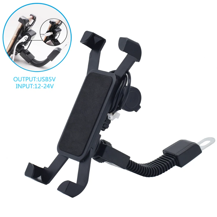 

2020 popular universal motorcycle phone holder with usb charger mobile phone accessories, Black
