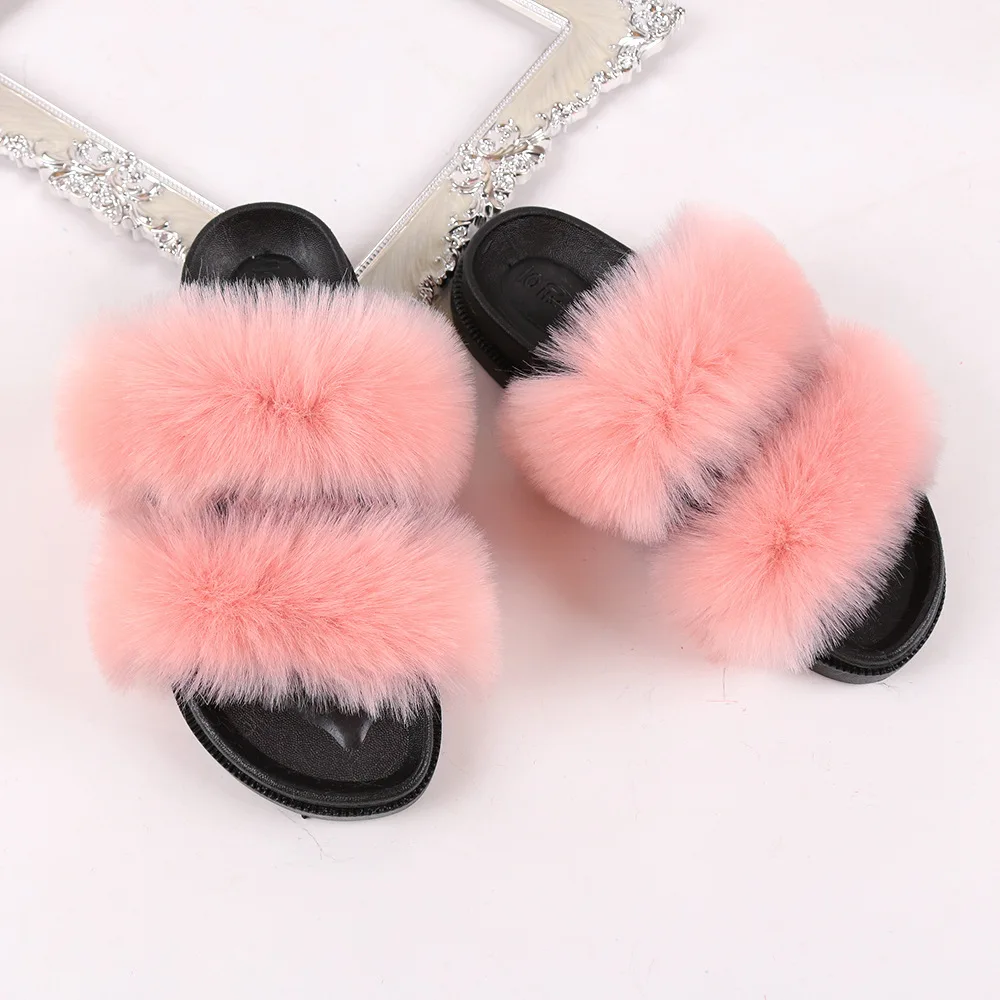 

Women Real Furry Mink Fur Slippers Luxury Handmade Mink Fur Sandals Lady Summer Fur Slippers beach slipper for women, Black