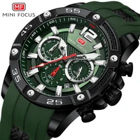 

MINI FOCUS 0349 New Mens Chronograph Watches Luxury Army Sports Watch Men Green Silicone Strap Quartz Watches Relogio Masculino