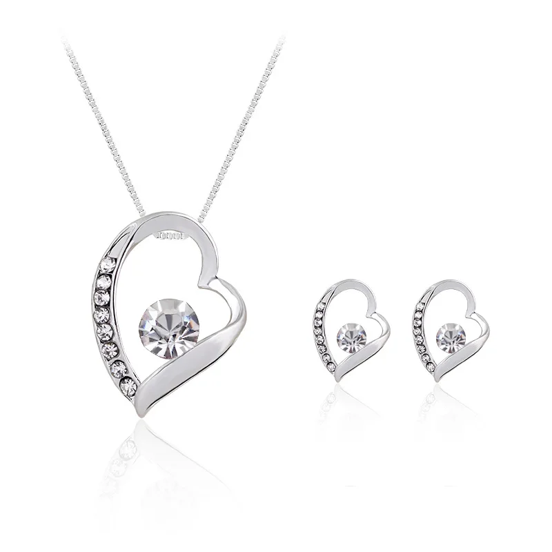 

Personality heart necklace earrings foreign trade Europe and the United States popular fashion jewelry set manufacturers direct, Picture