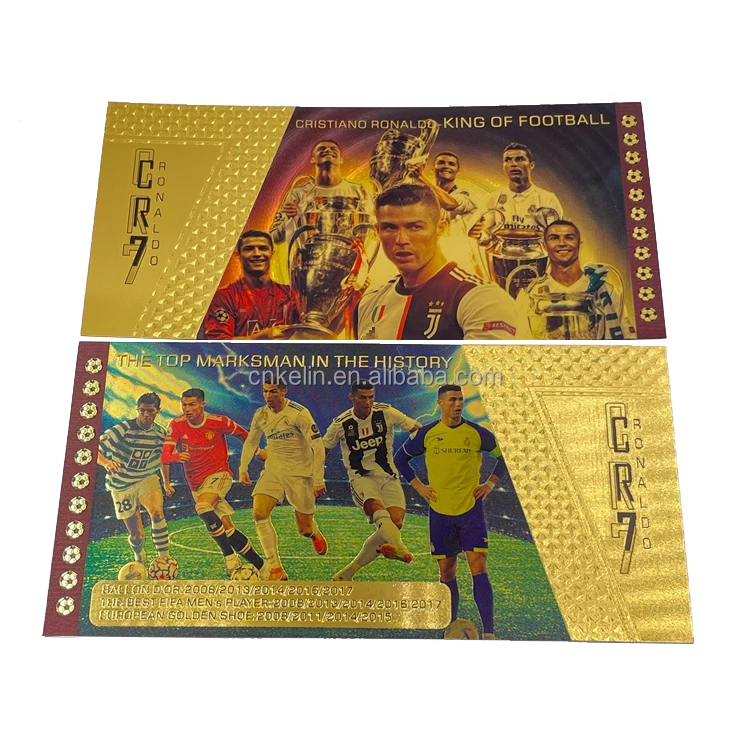 

Wholesale Cristiano Ronaldo Souvenir Collection Pvc 24k Gold Foil Banknote Lucky Card