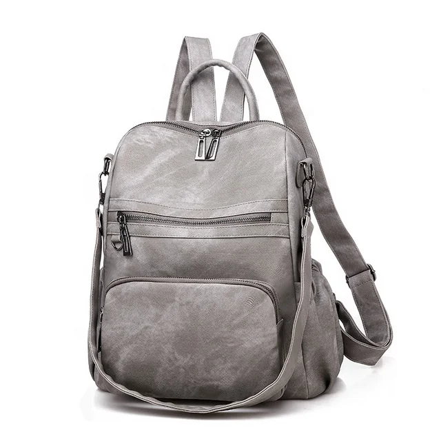

Low Price High Quality Urban Trend Simple Backpack PU Fabric Large Capacity Handbag Youth Multi-pocket Schoolbag, Blue, black, gray, pink