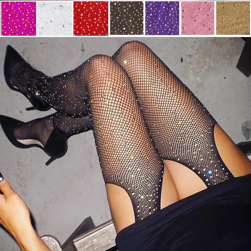 

new sexy open crotch fishnet tights stocking fashion mesh female nylons solid stockings thin shiny women slim hosiery pantyhose, Colors