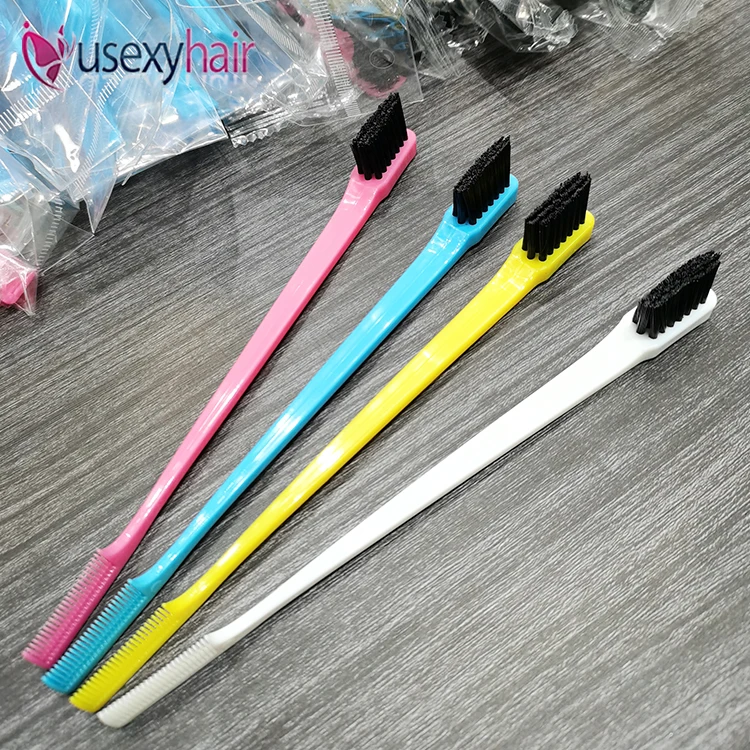 

Wholesale custom private label cheap bedazzled double sided eyebrow comb edge control baby hair Brush, Corlorful