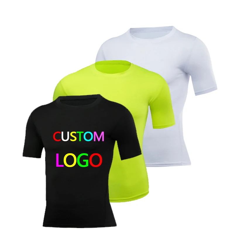 

men's tight training uniform short-sleeved sports running tee shirt quick-drying tshirt custom logo printing T-shirt