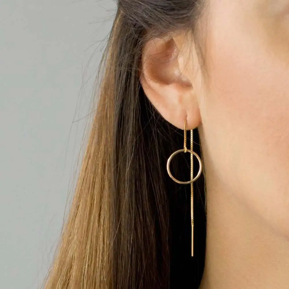 

Simple design copper long tassel earrings 11cm chain ear line earrings for women and girls boucle d'oreille oorbellen
