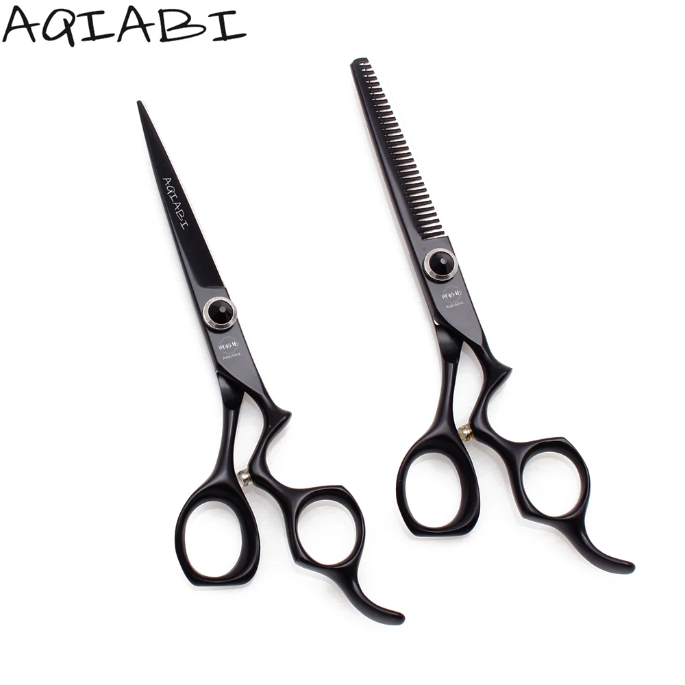 

Barber Scissors 5.5'' 6" AQIABI JP Steel Hair Cutting Scissors Thinning Shears Hairdresser Scissors Black A9016