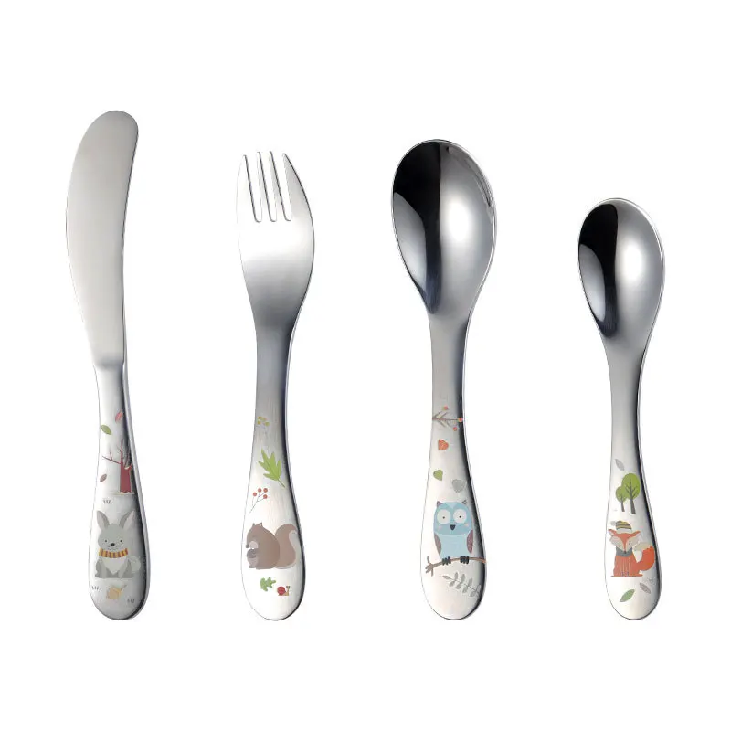 

Food Grade Children Stainless Steel 304 Cutlery Set Spoon Fork And Knife For Kids, Silver