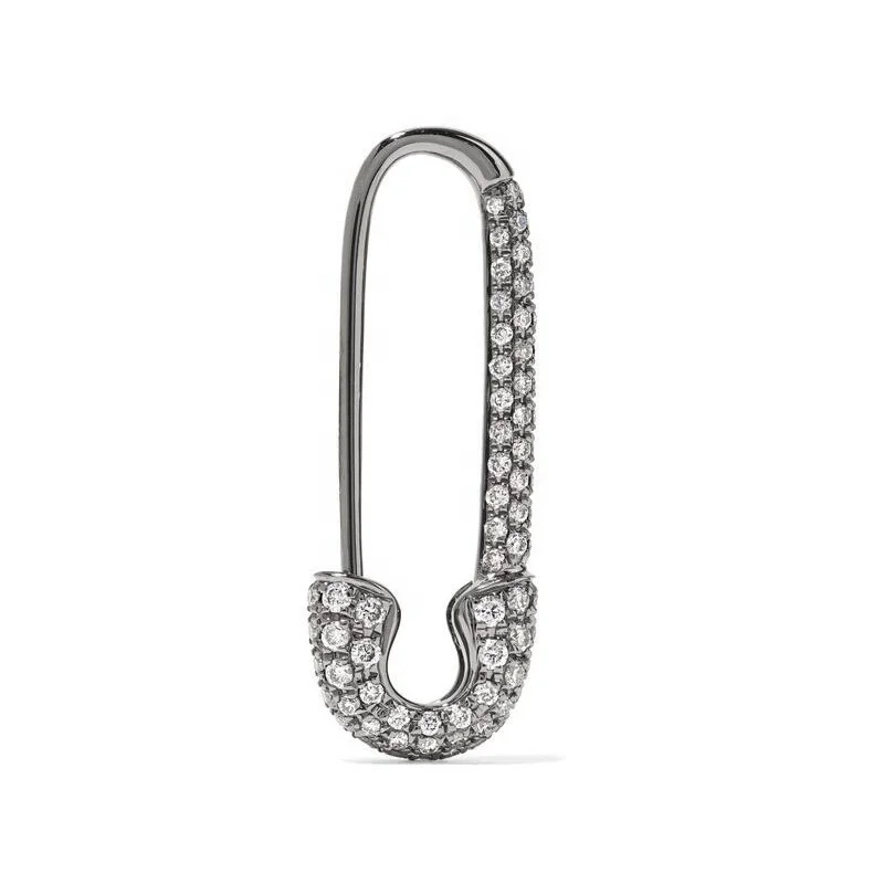

Punk Style Safety Pin Copper Platinum Zircon Hoop Earrings Women