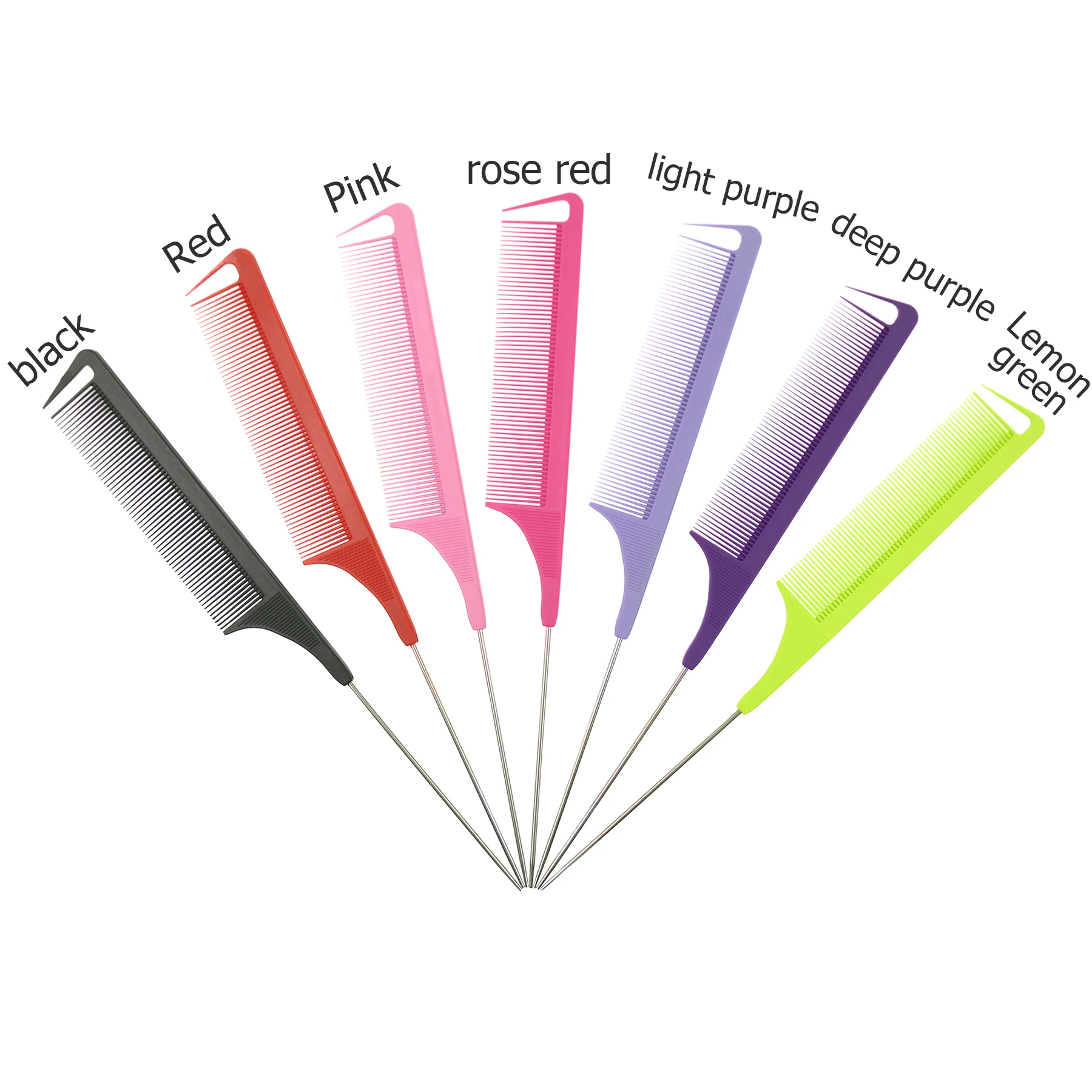 

Rat Tail Comb Professional Carbon Fiber Braiding Combs Heat Resistant Parting Comb Factory Price, Customized color