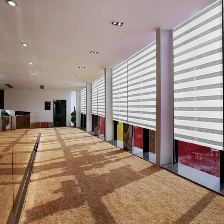 
For office hotel bathroom home Electric waterproof roll double curtain motorized zebra blinds fabric shades shutters 
