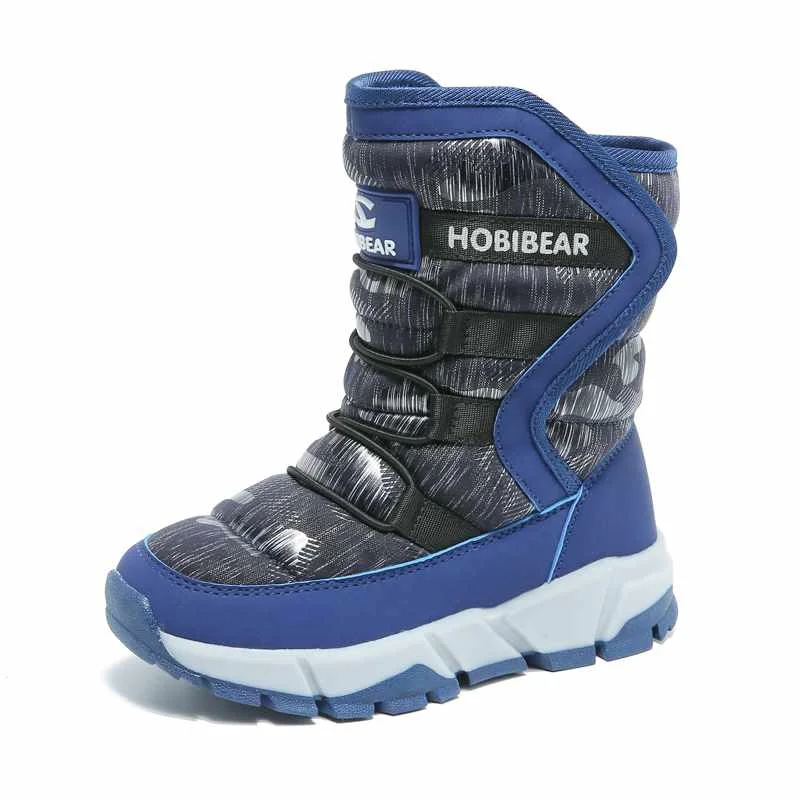 

Hobibear New Children Winter Snow Boots Warm Juniors Winter Boot Kid Shoes Footwear Age 12 to 13, Black/blue/grey/rose red