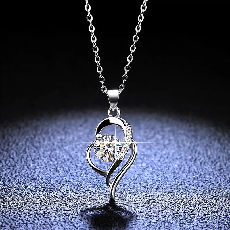 

Silver 925 Original Diamond Test Past Brilliant Cut 1 Carat D Color Moissanite Mermaid Tear Shape Pendant Necklace Gemstone Gift