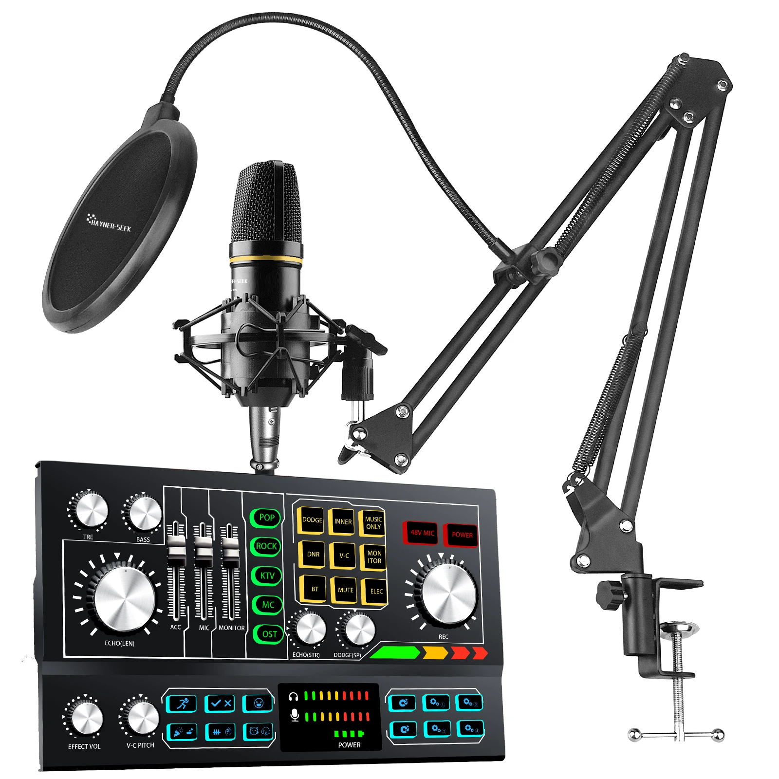 

All-In-One Podcast Production Studio Kit XLR Desktop Microphone With Monitor Headphone for Singing