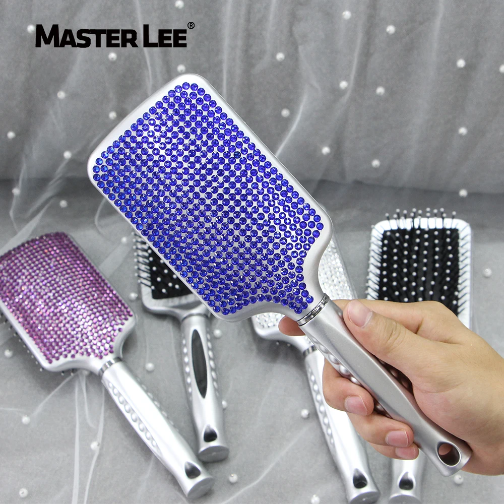 

Masterlee Custom Portable DetanglingScalp Massager Comb bling Hair Brush With diamond, Candy color