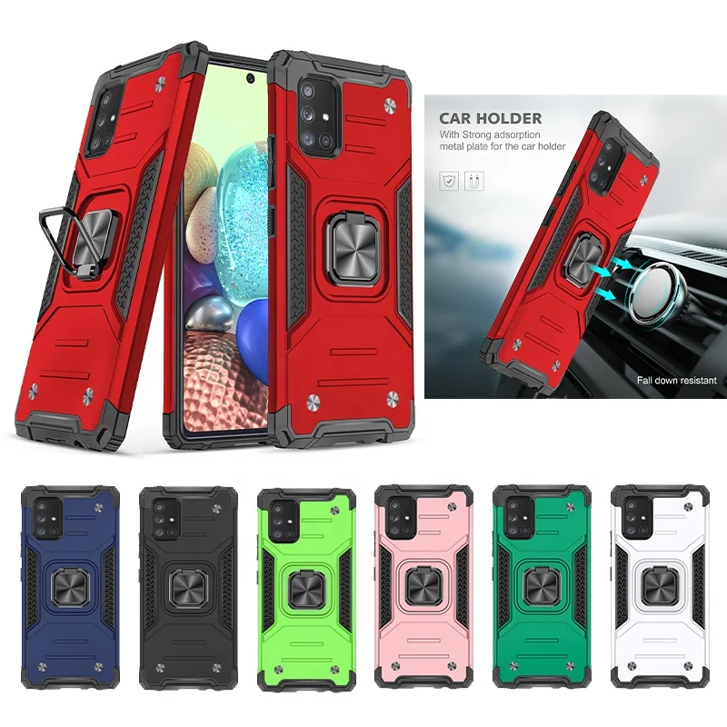 

TPU PC 2 in1 Anti-Knock Phone Cover for Samsung galaxy A71 5G Finger Ring Kickstand Phone Case, Multi colors