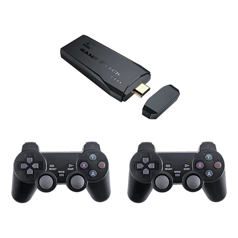 

Family TV 64G Built-in 10000 Games Stick 2.4G Wireless controller gamepad 4K HD M8 Video game Console video game console ps4, Black