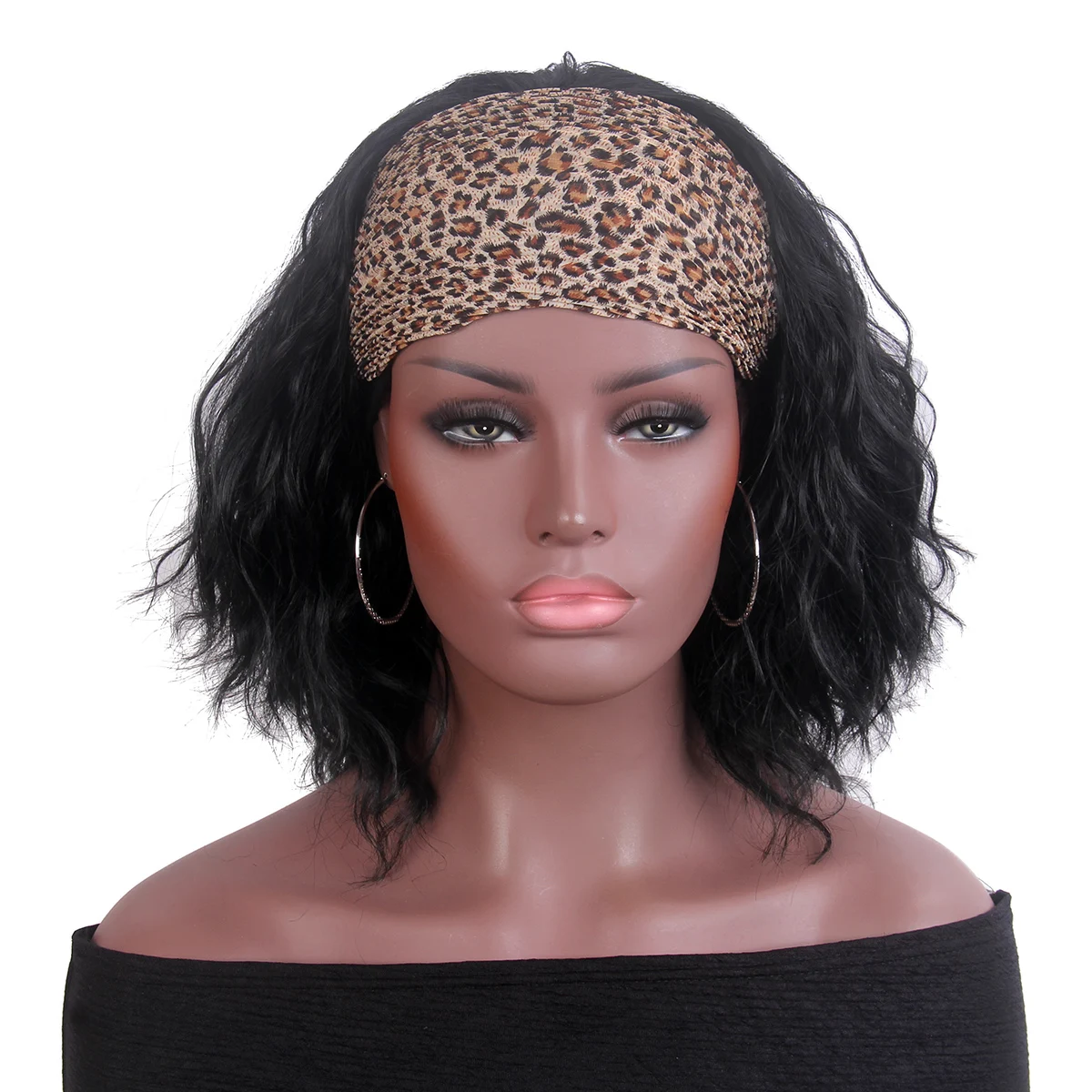 

Wholesale African American Elastic Adjudtable Body Wave Afro Wigs Synthetic Black Hair Headband Wig For Black Women, Customized colors