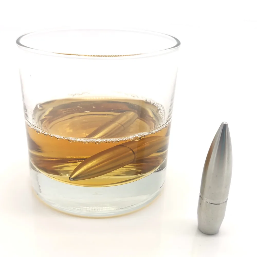 

Bullet Ice Cube and Stainless Steel Bullet Shaped Ice Cube Set and Whiskey Bullet Stone Gift Set, Silver