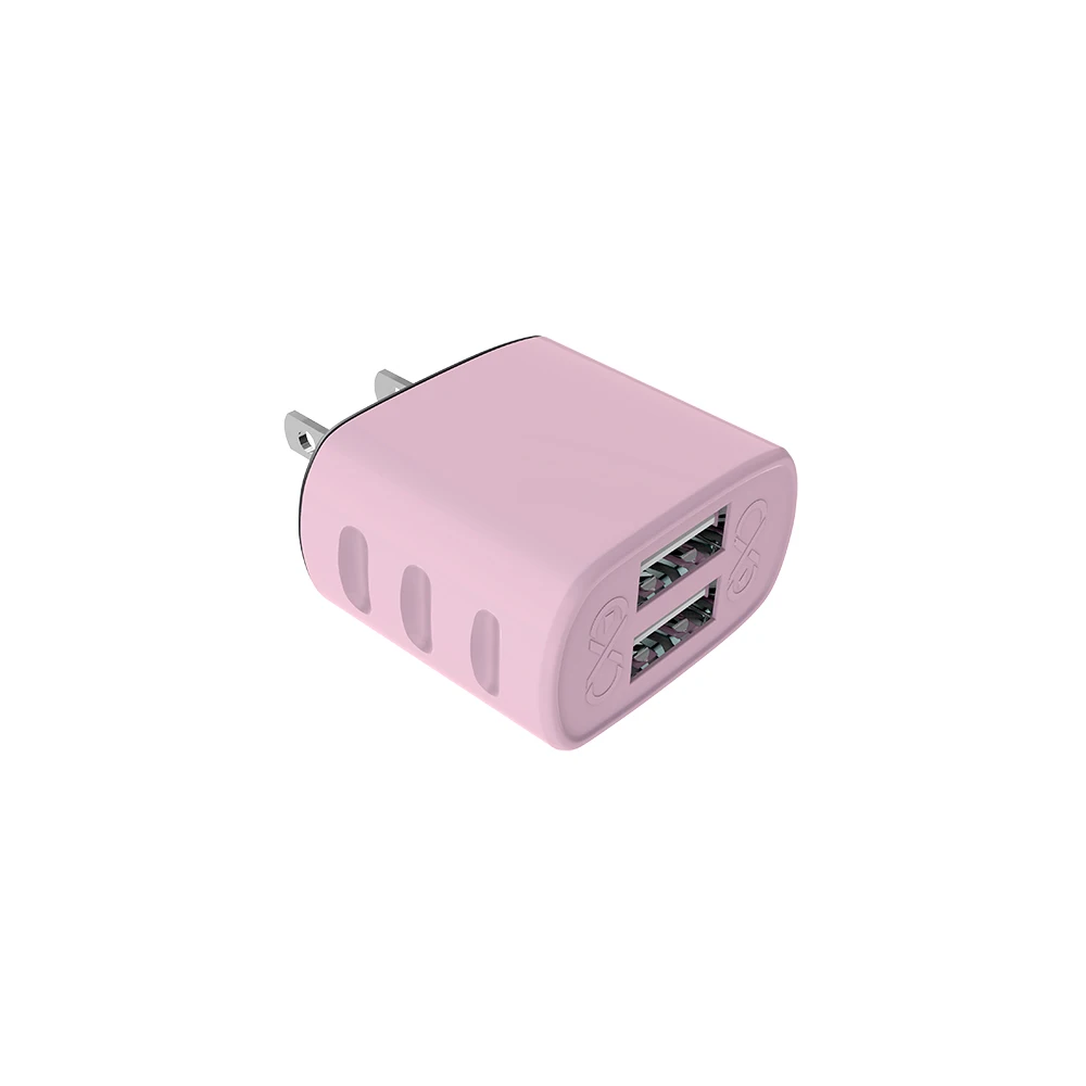 

Portable mini dual usb port wall travel charger US EU Plug wall charger with usb cable, Black/white/pink/green/blue/light blue/dark blue/red/purple
