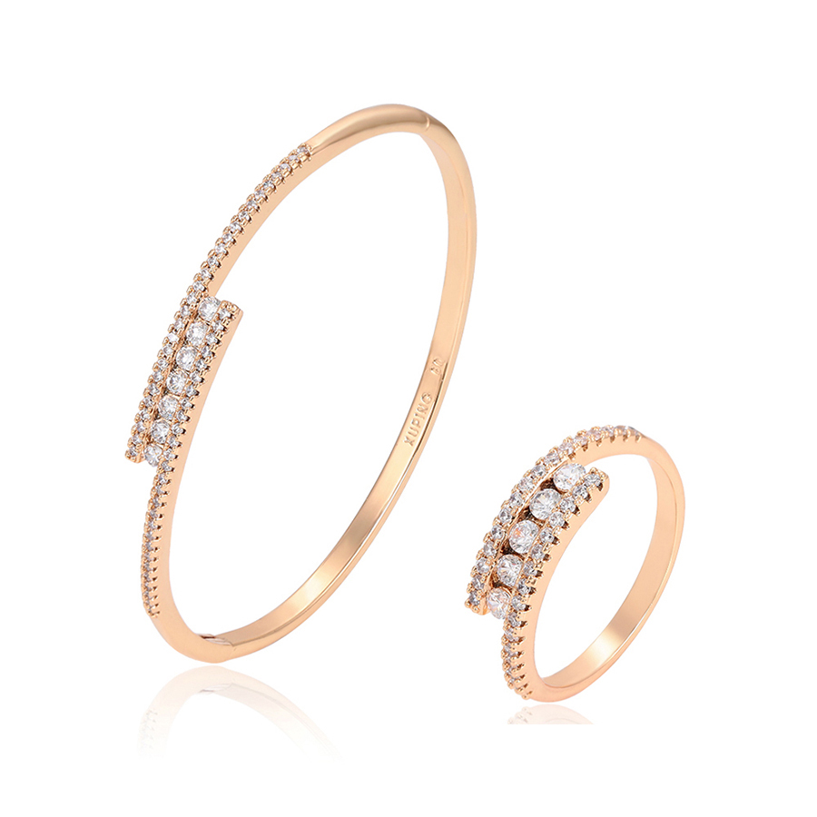 

65190 Xuping new ladies zircon tricolor bangle set with stone