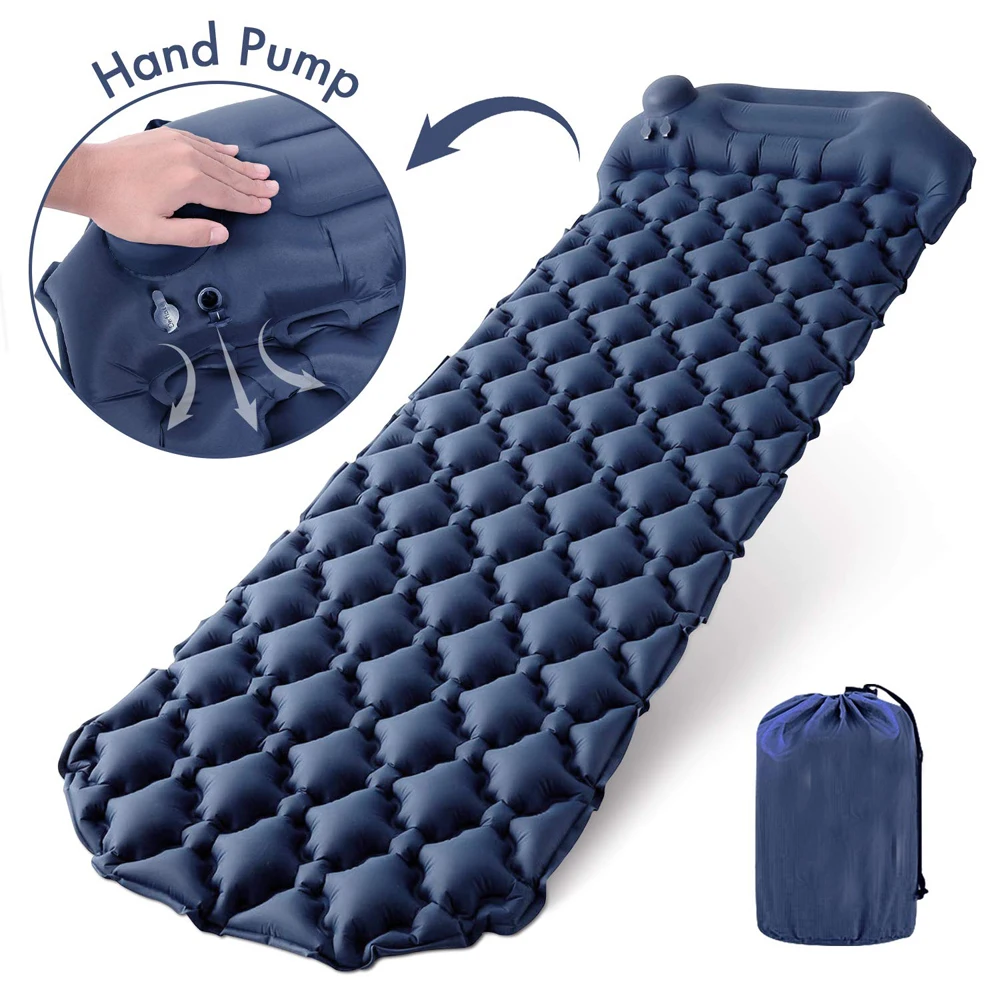 

New design folding self inflate camping lightweight ultralight inflatable air sleeping mat pad with press air pump, Customised inflatable air sleeping mat pad