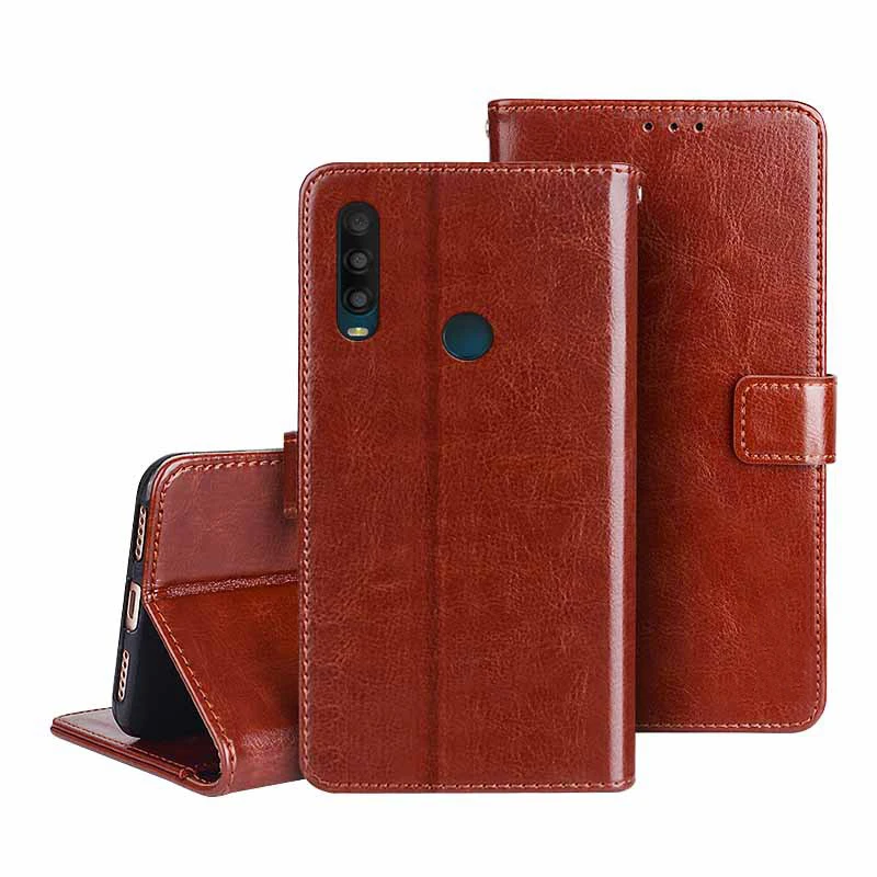 

Premium Leather Wallet Case Cover for Alcatel 1SE 2020 Flip Magnetic Book Covers, Black brown
