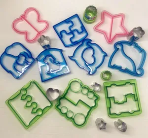 Image of SET of 10 sandwich and 8 fruit cutters carton flower shapes cookie cutter for kids