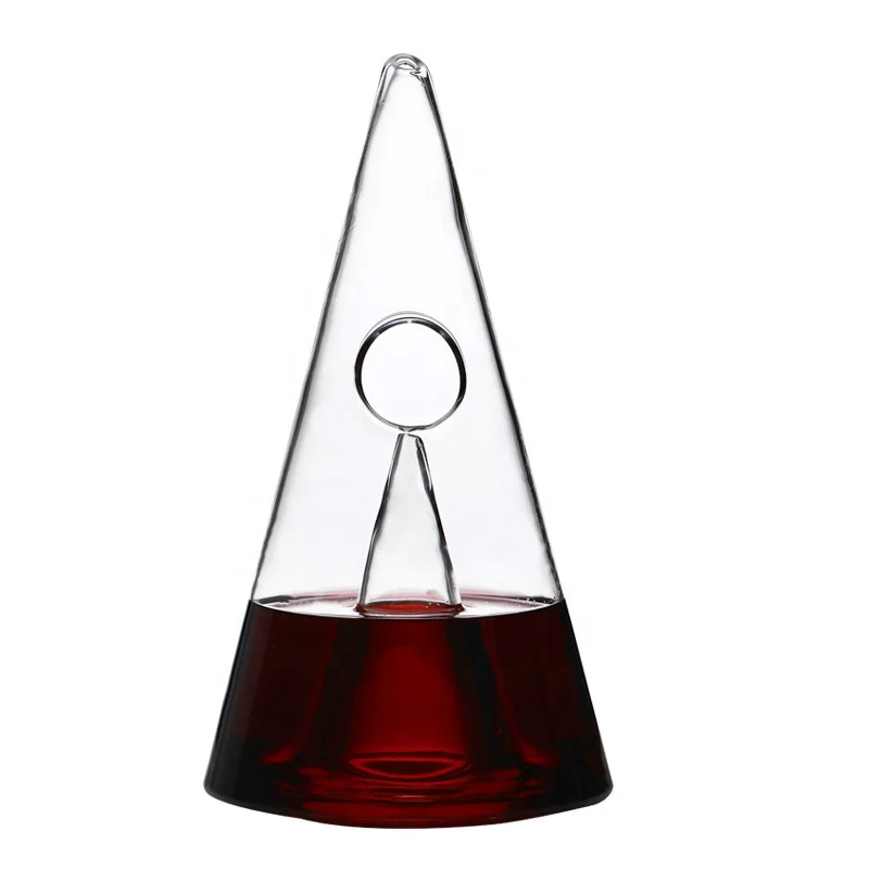 

Wholesale 350/750ml Pyramid Waterfall Unique Red Wine Pourer Glass Decanter