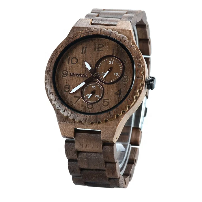 

BEWELL Fahion Casual Wood Watches Square Dial Calendar Clock Lightweight for Male Quartz Watches Christmas Gift Your Friend