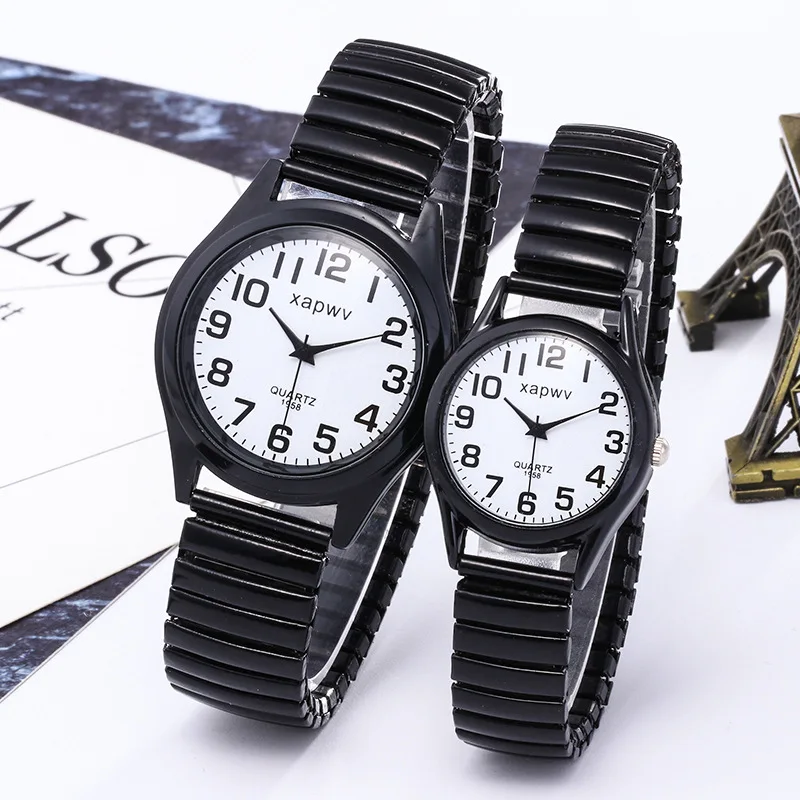 

Fashion Couple Watches For Women Luxury Ladies Wrist Watches Quartz Clock Male For Couples Elastic Band Watch