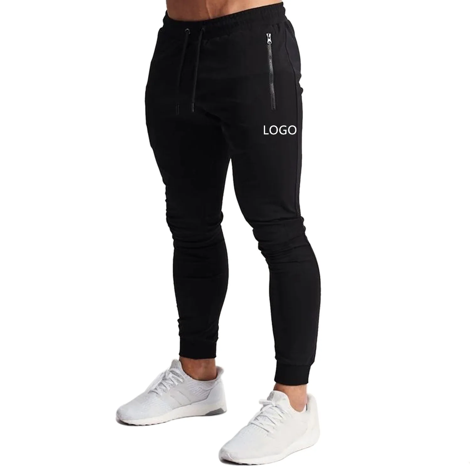 

Newest Product Super Quality Men Trousers Cotton Gym Side Zipper Back Pocket Joggers, Custom